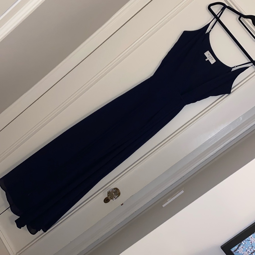 Wayf Navy Blue Wrap Maxi Dress